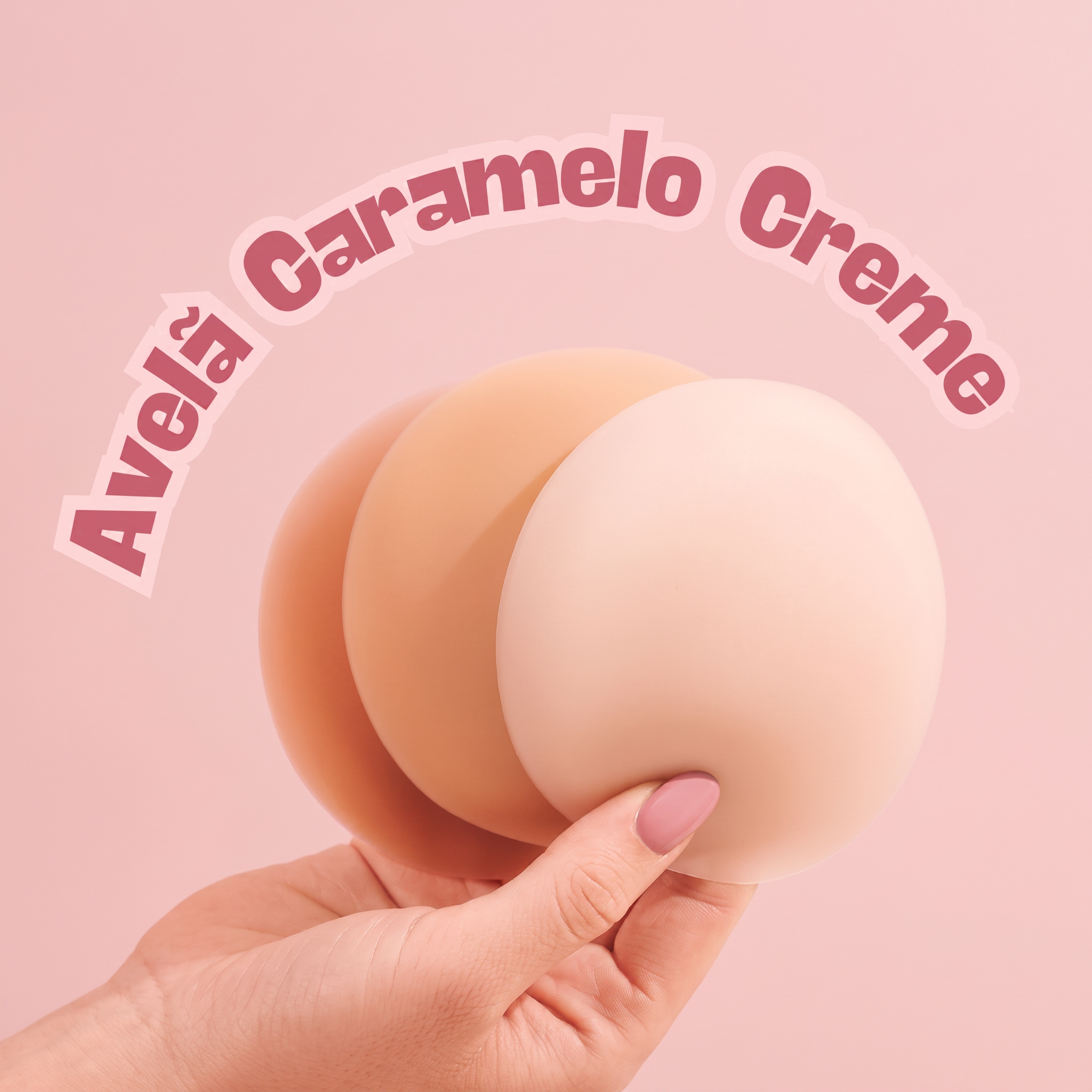 Tonalidades Avelã, Caramelo e Creme lado a lado